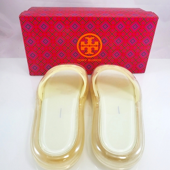 NWT$188 Tory Burch Bubble Jelly Pool Slide Sandals in Ivory Sz 8 - Picture 4 of 10